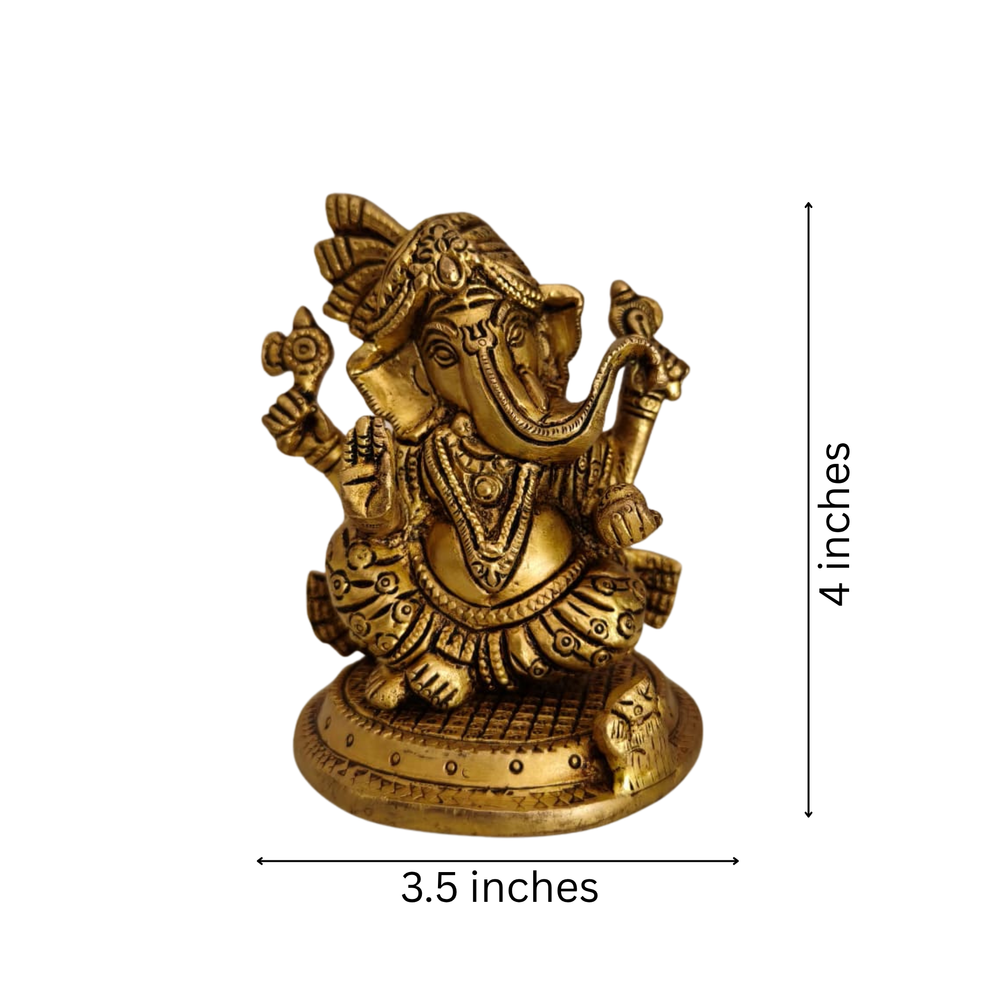 Brass Lord Ganesha Idol – Auspicious Ganpati Murti for Home & Pooja Decor   Brass Artwork