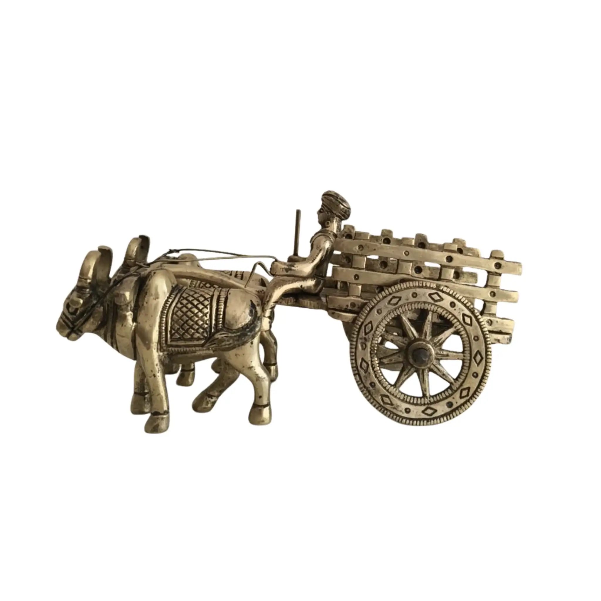 Brass Bullock Cart Figurine with Covered Canopy | Traditional Home Decor Showpiece   Brass Ware