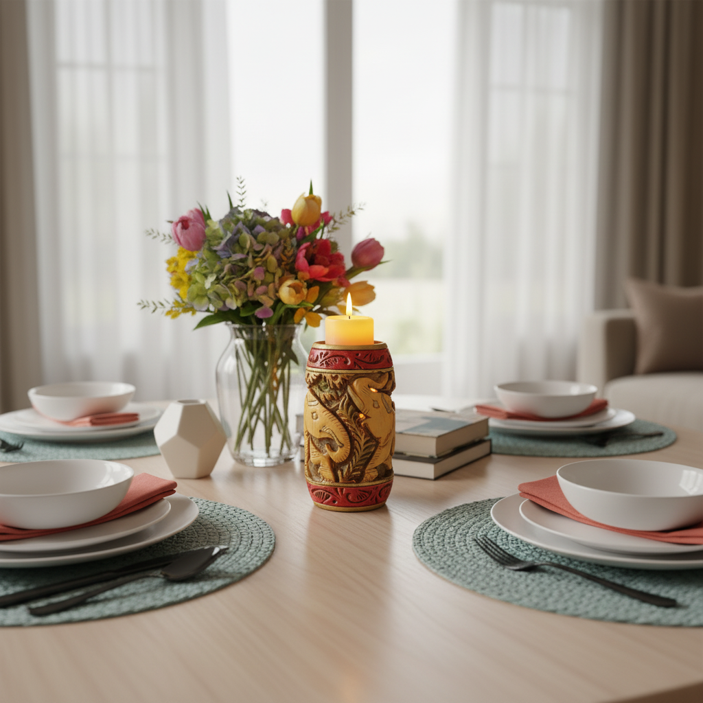 Handmade Wooden Candle Vase – Rustic Home Decor Accent