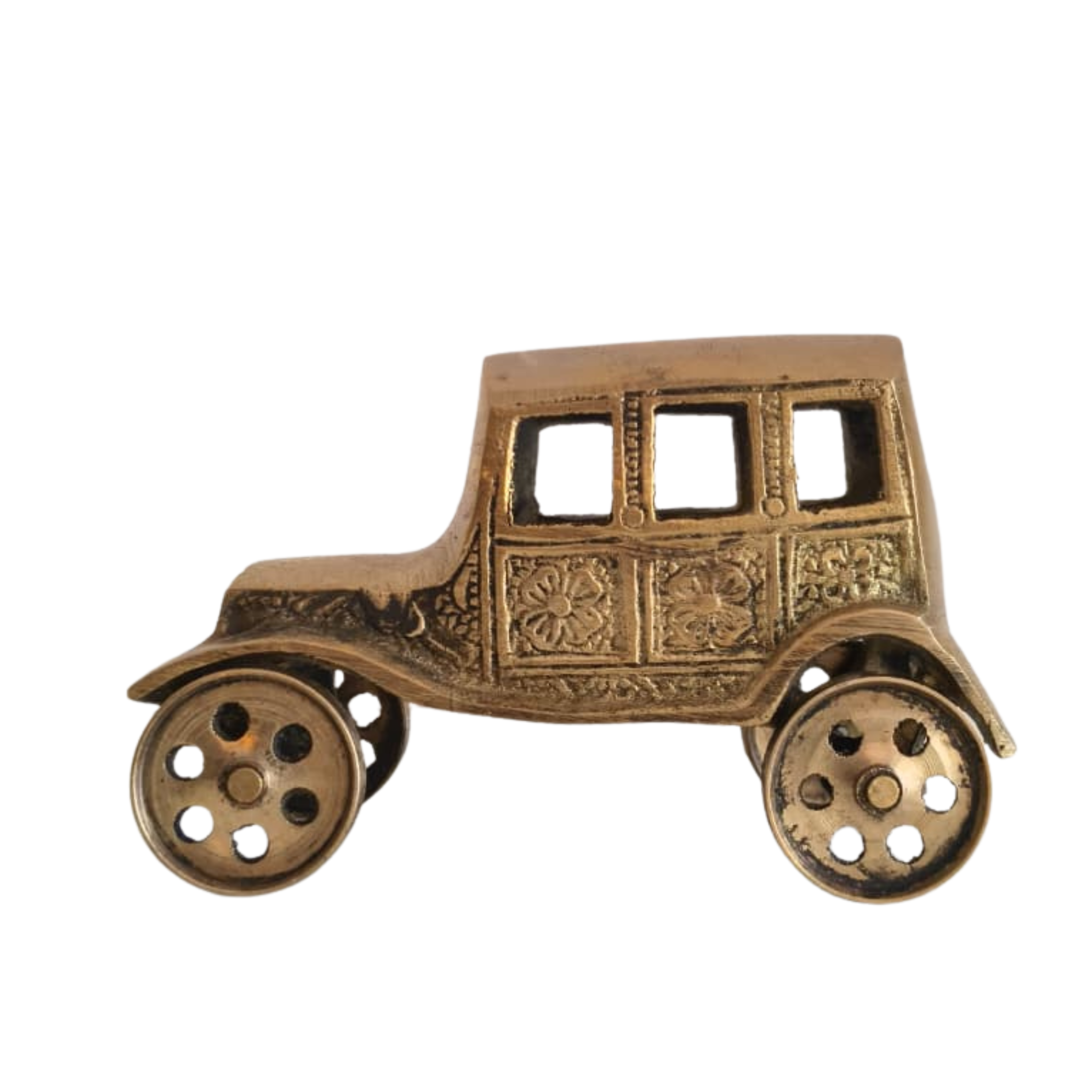 Brass Car Figurine | Handcrafted Antique Model Car Collectible Decor