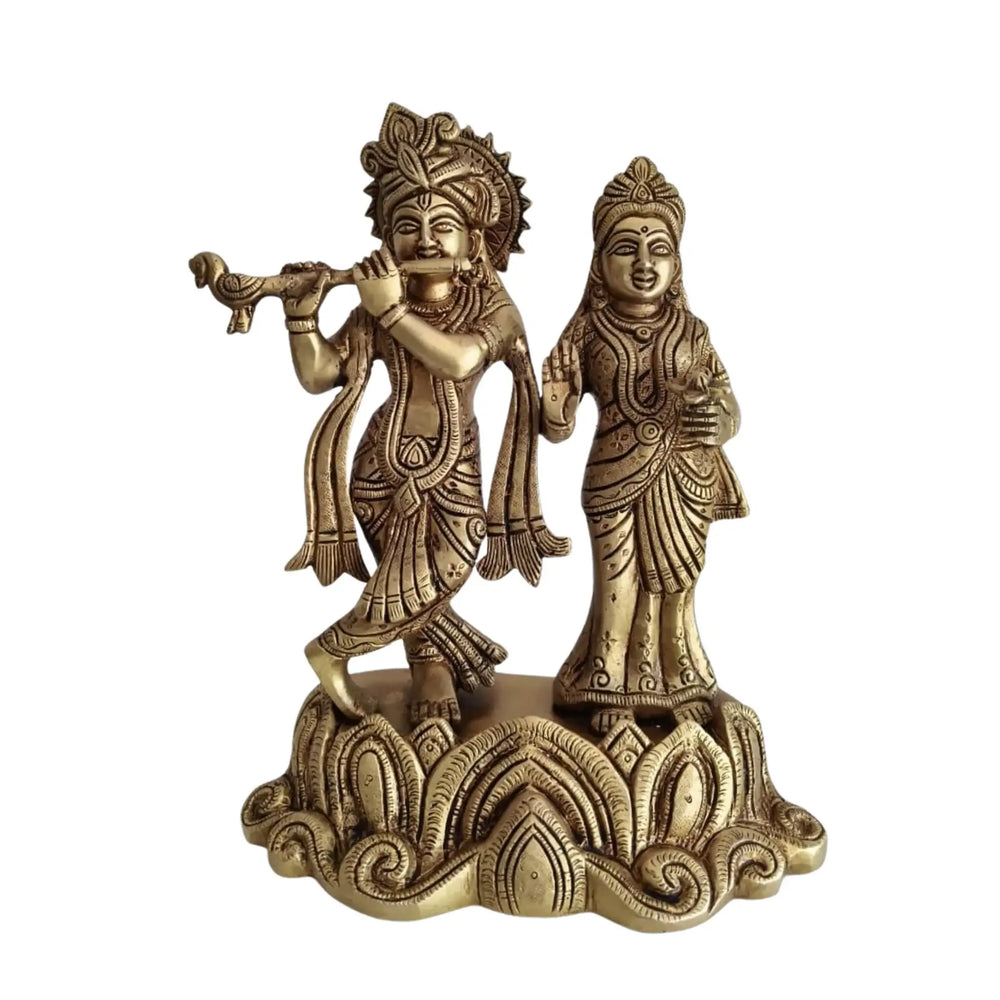 Brass Radha Krishna Murti – Timeless Symbol of Divine Love & Harmony   Brass Ware