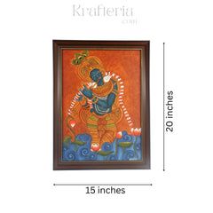 Shree Krishna in Kerala Mural Style – Spiritual Wall Art