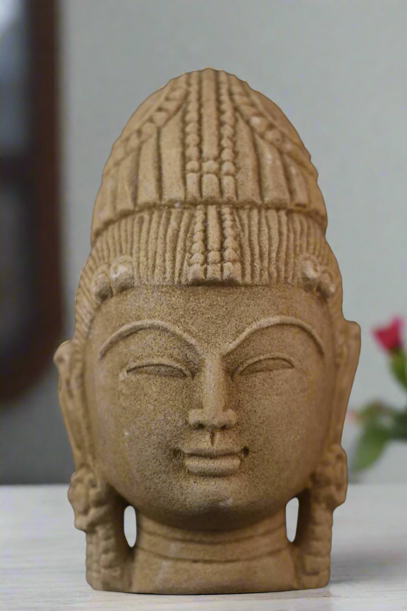 Sandstone Goddes Head Sculpture
