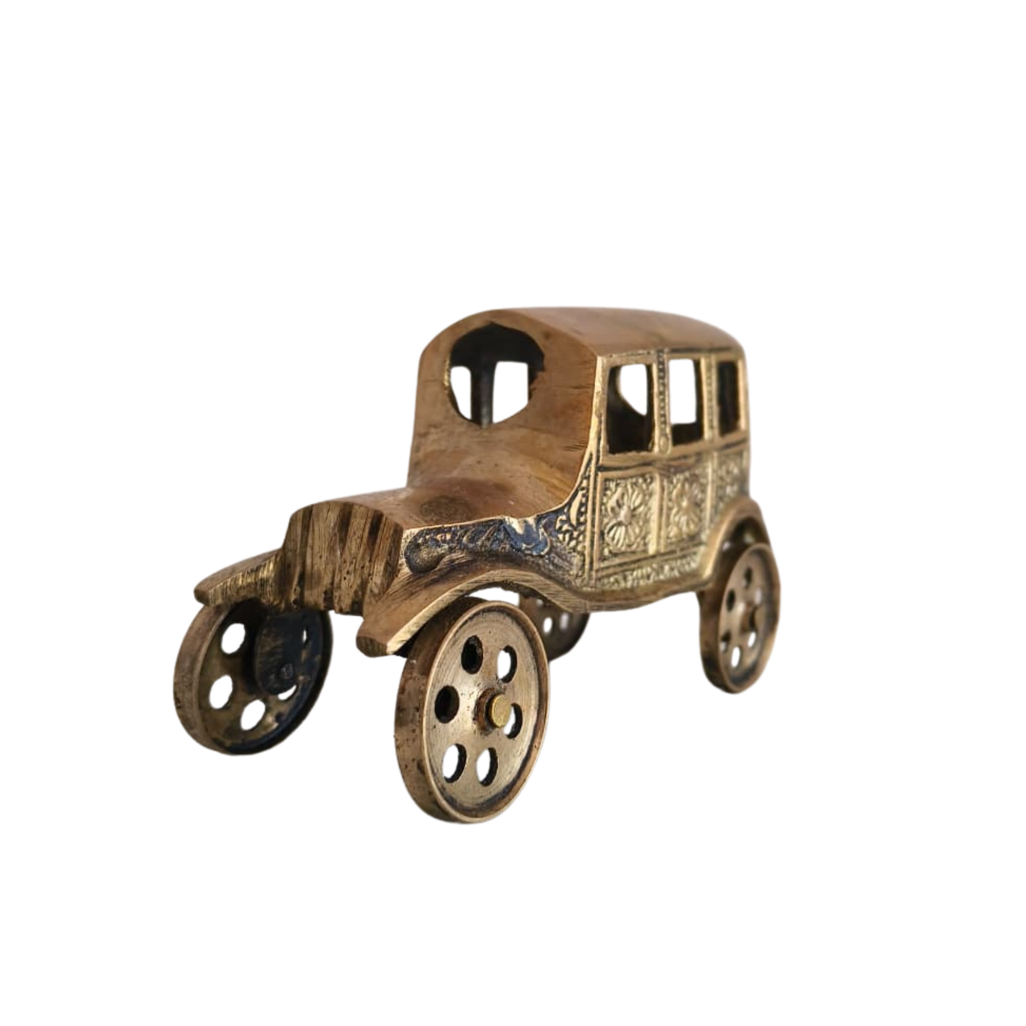 Brass Car Figurine | Handcrafted Antique Model Car Collectible Decor