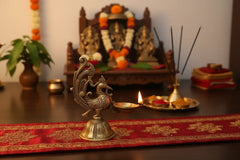 Handcrafted Brass Peacock Oil Lamp (Diya) – Pooja & Home Decor Deepam   Brass Ware