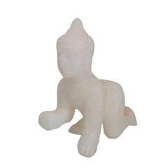 White Marble Little Krishna Idol – Crawling Laddu Gopal Statue for Home & Pooja   Marble