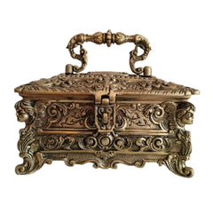 Antique-Style Brass Trinket Box with Figures   Brass Ware