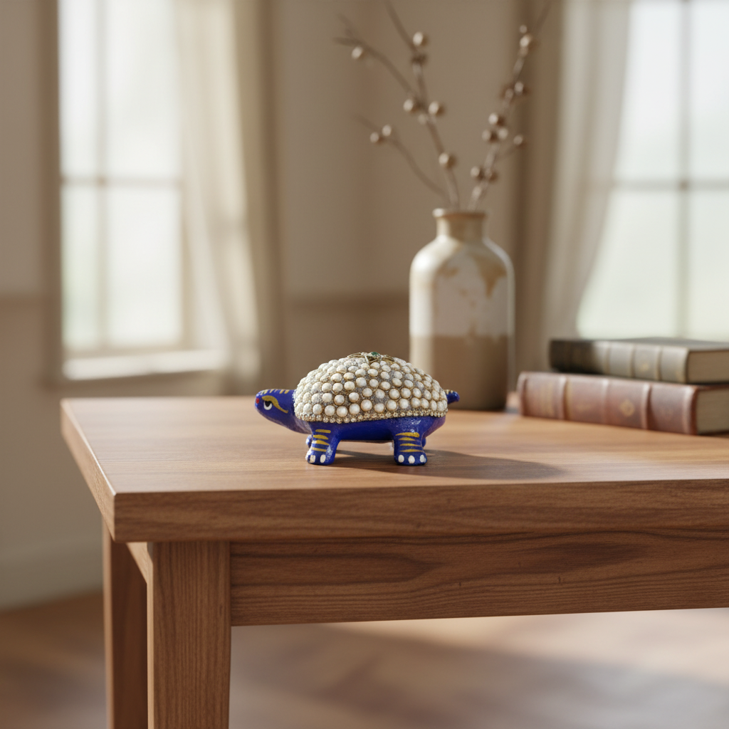 Metal Tortoise with Stone Meenakari | Decorative Feng Shui Figurine