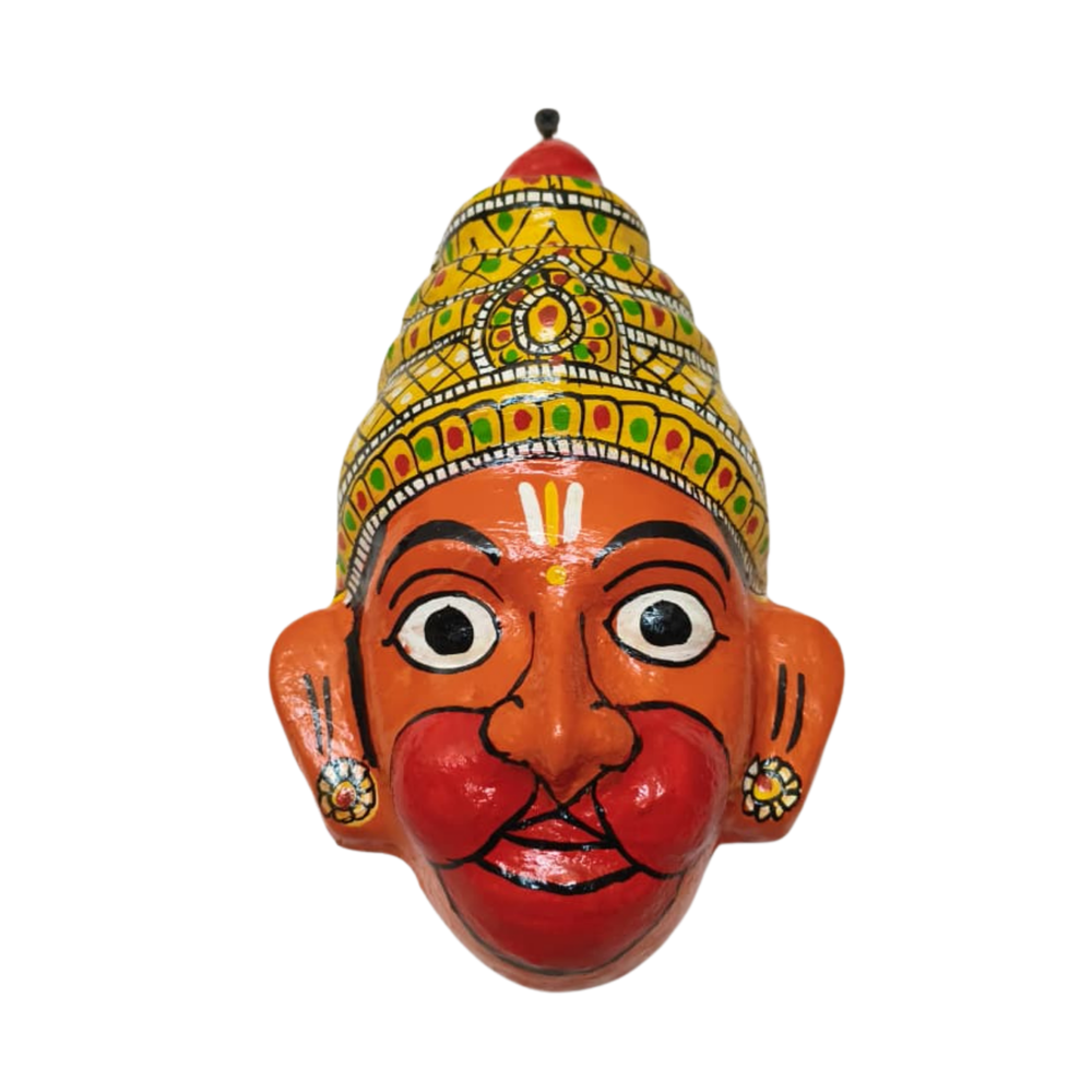 Handcrafted Hanuman Face Mask Wall Hanging – Telangana Folk Art   wall decor