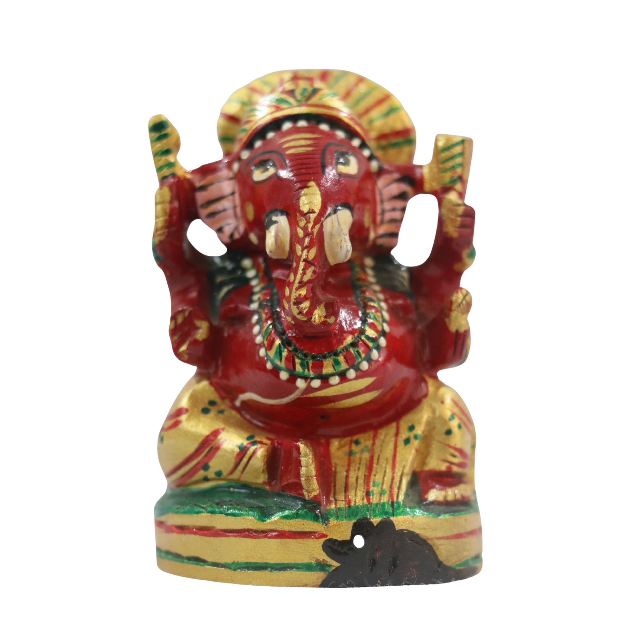 Wooden Ganesh Statue – Beautiful Hand-Painted Religious Art