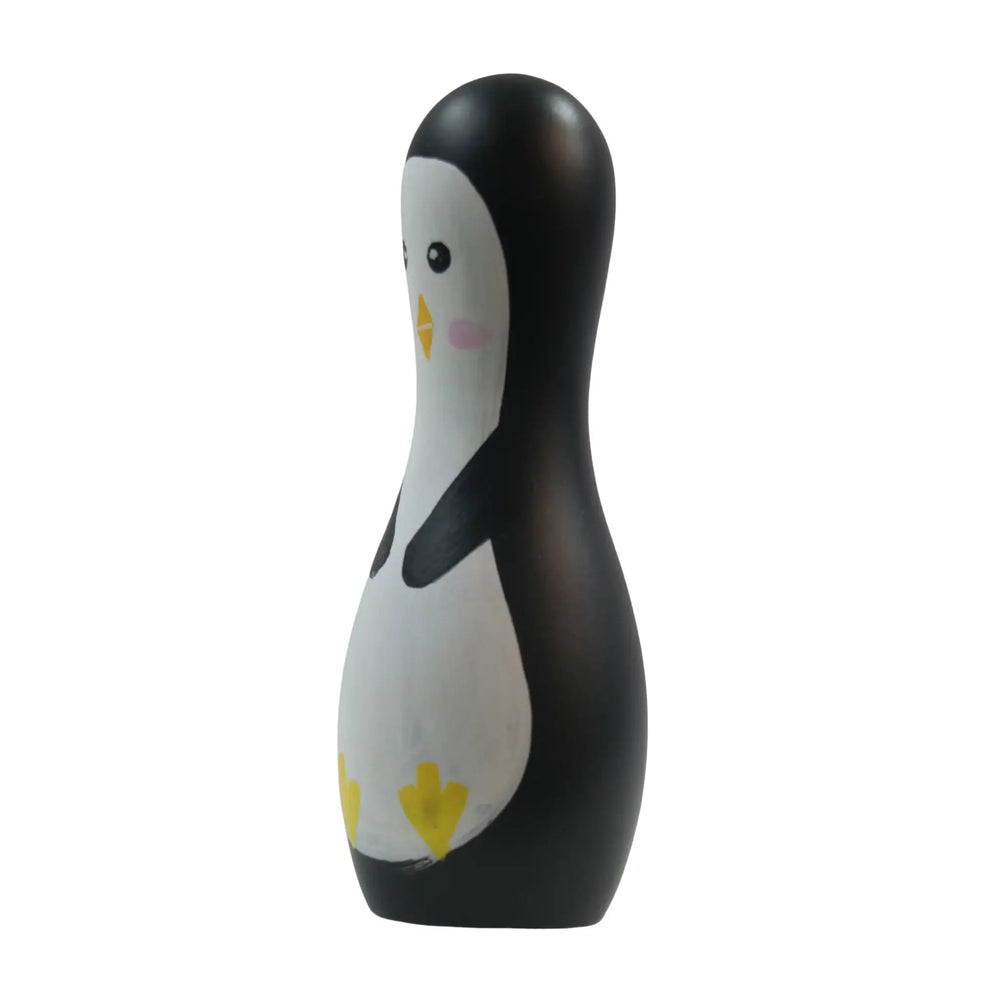 Handpainted penguin bowling pins