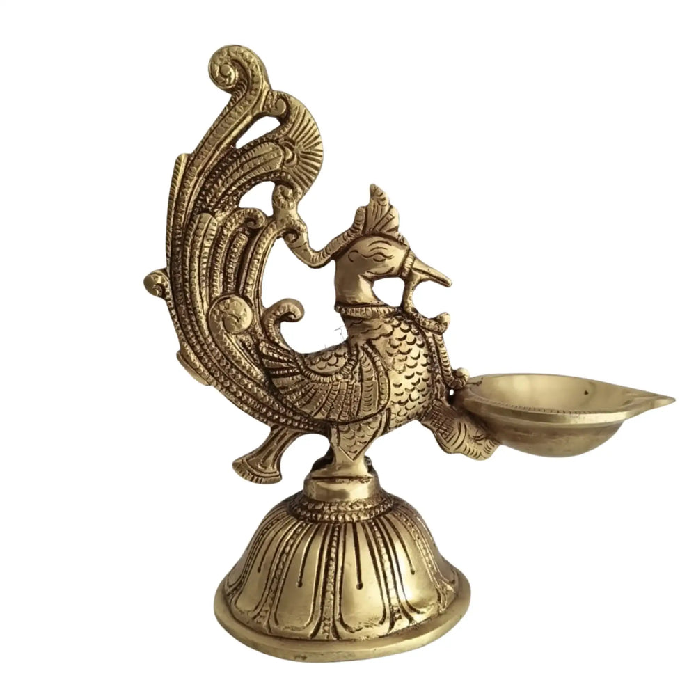 Handcrafted Brass Peacock Oil Lamp (Diya) – Pooja & Home Decor Deepam   Brass Ware