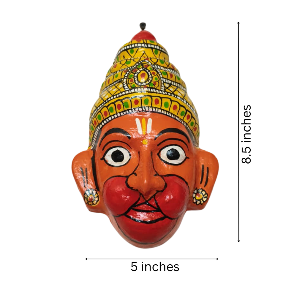Handcrafted Hanuman Face Mask Wall Hanging – Telangana Folk Art   wall decor