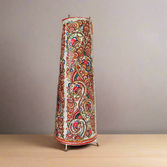 Leather Lamp with Intricate All-Over Floral and Paisley Patterns