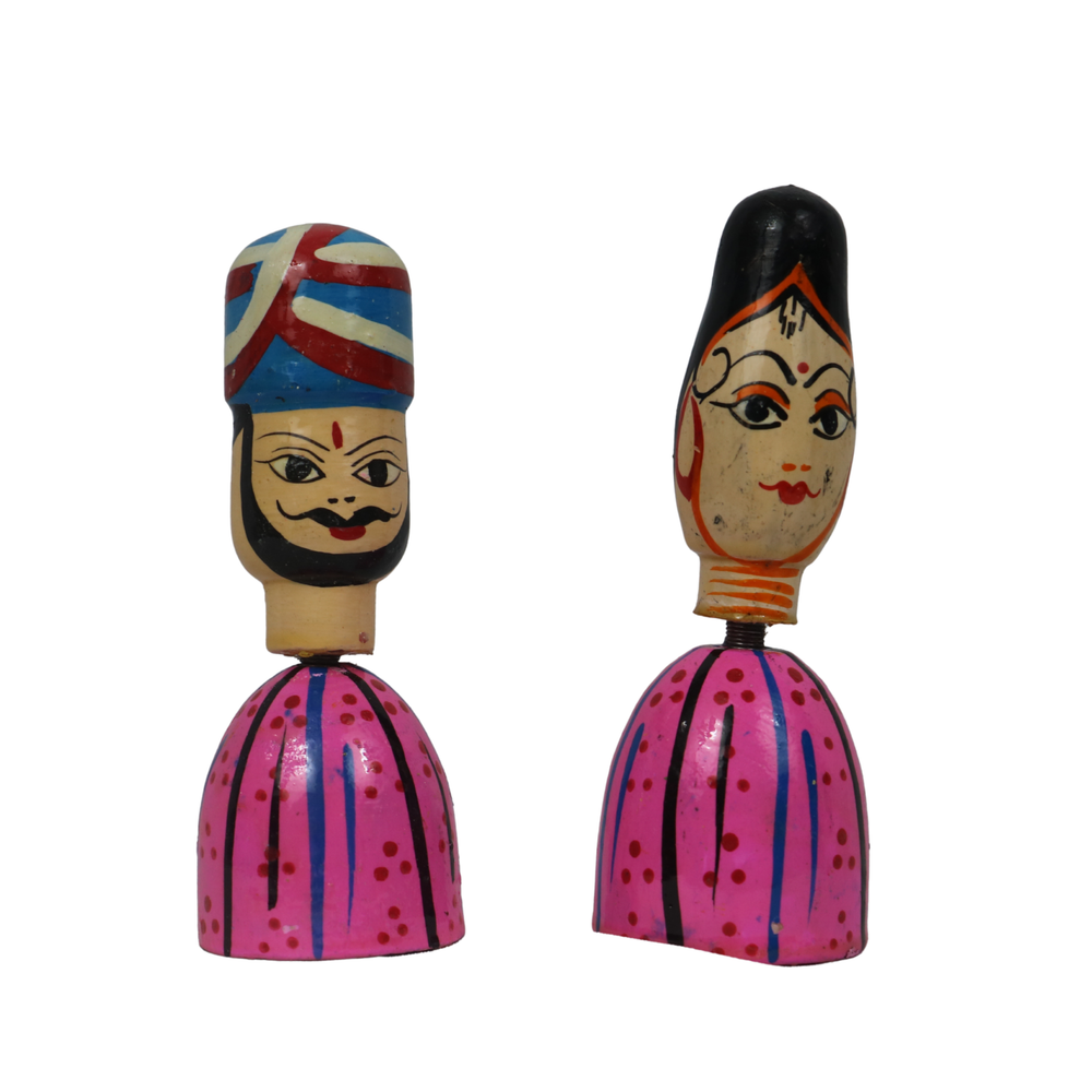 Sardar Spring Doll – Handcrafted Bobble Head for Car & Home Decor   Wooden Lacquerware&toys