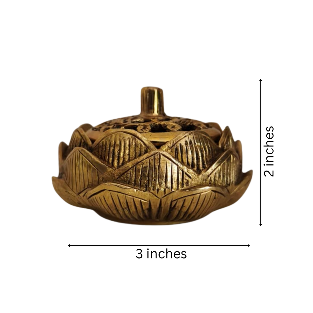 Elegant Brass Lotus Decor Bowl with Intricate Perforated Lid   Brass Ware