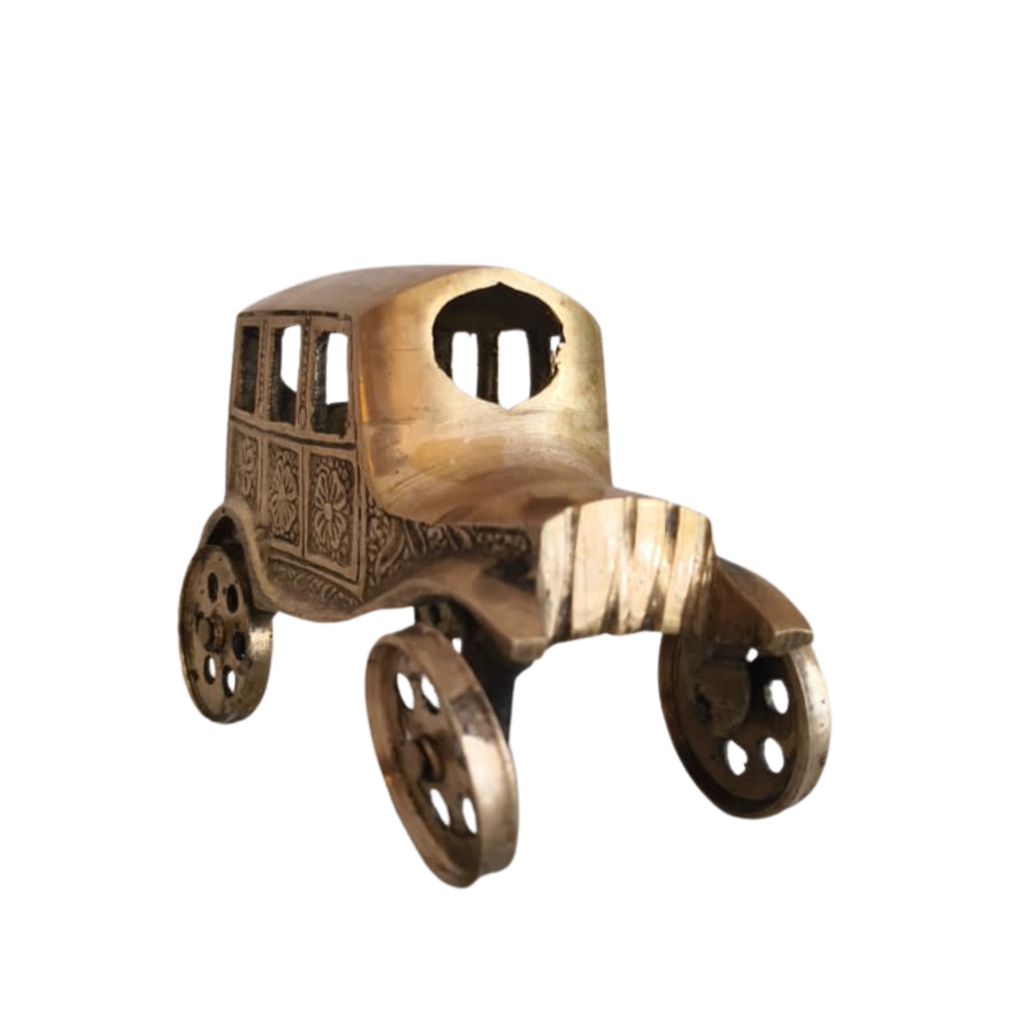 Brass Car Figurine | Handcrafted Antique Model Car Collectible Decor