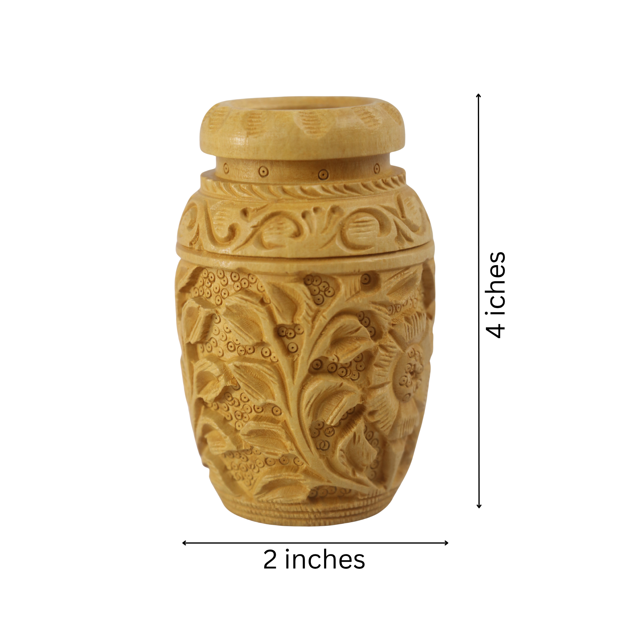 Hand-Carved Wooden Pen Stand – Elegant Desk Organizer