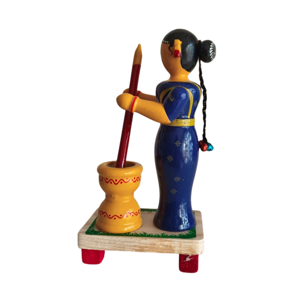 Echoes of Tradition -  Etikoppaka Pounding Woman   Etikoppaka Lacquerware