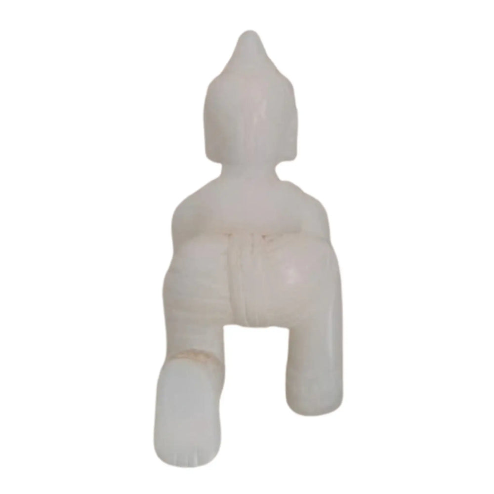 White Marble Little Krishna Idol – Crawling Laddu Gopal Statue for Home & Pooja   Marble