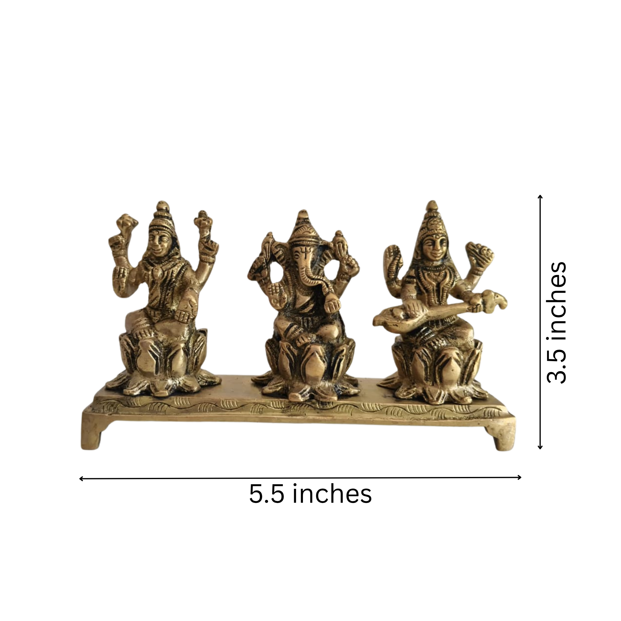 Brass Lakshmi Ganesha Saraswati Idol Set