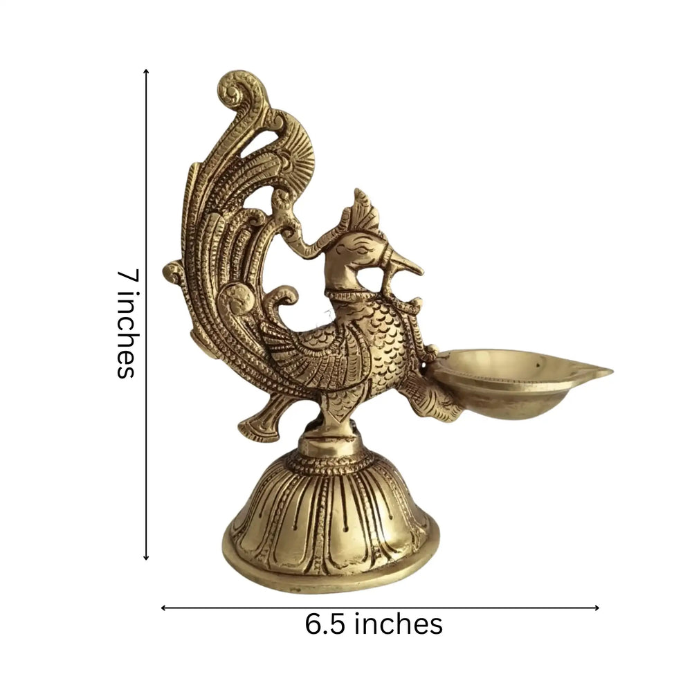 Handcrafted Brass Peacock Oil Lamp (Diya) – Pooja & Home Decor Deepam   Brass Ware