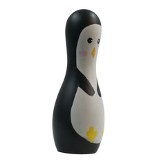 Wooden penguin bowling toy set