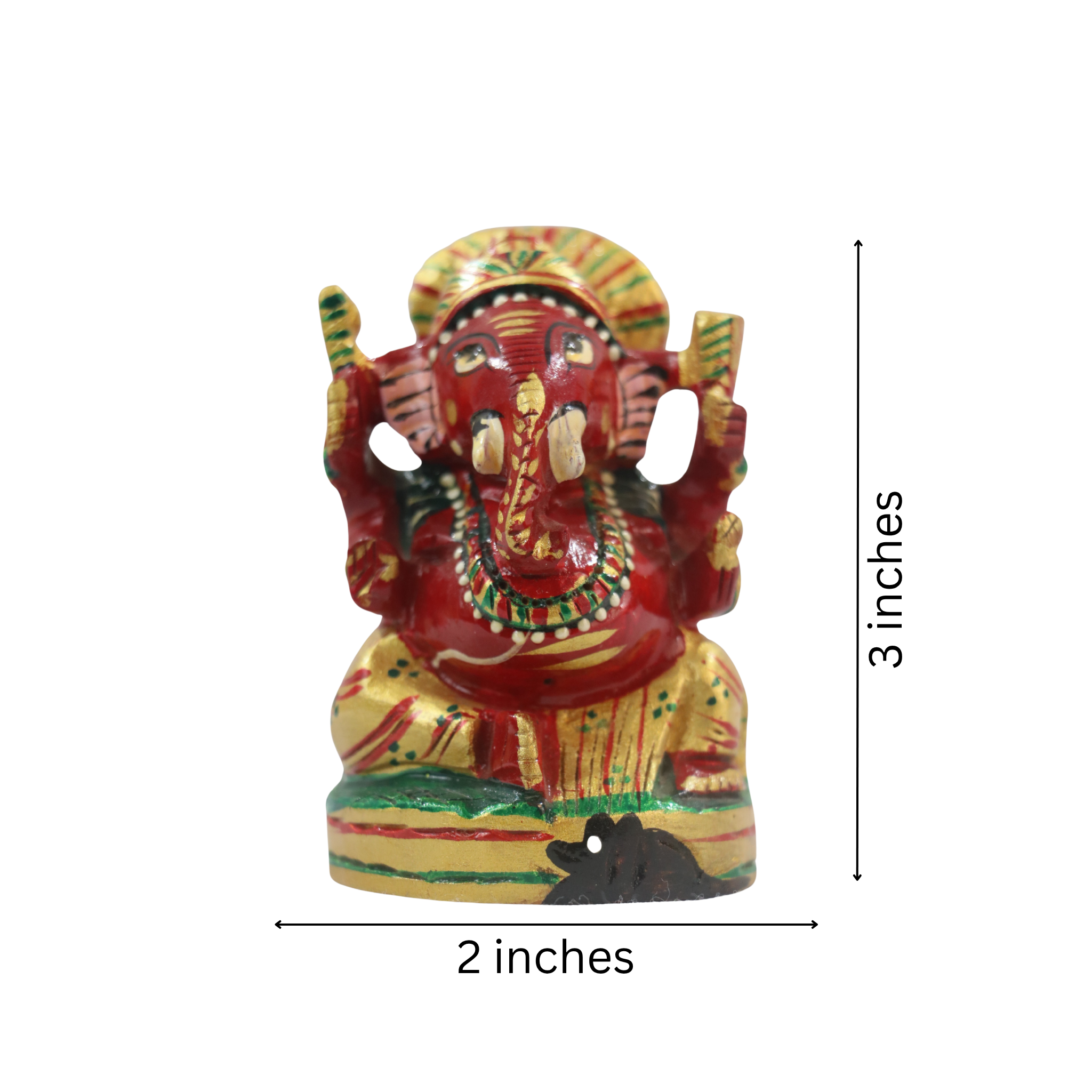 Wooden Ganesh Statue – Beautiful Hand-Painted Religious Art