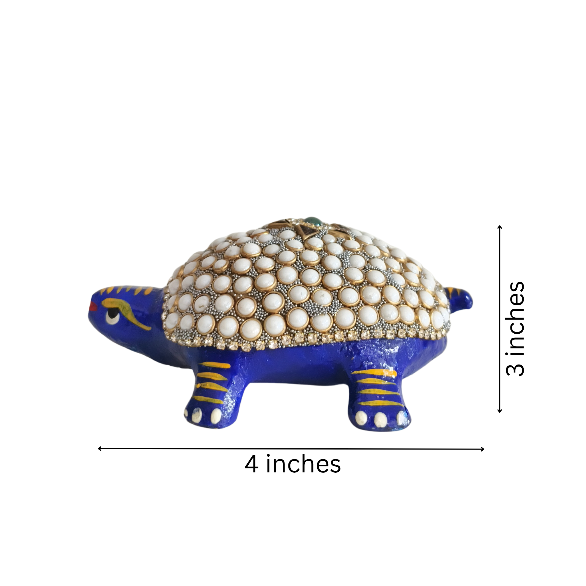 Metal Tortoise with Stone Meenakari | Decorative Feng Shui Figurine