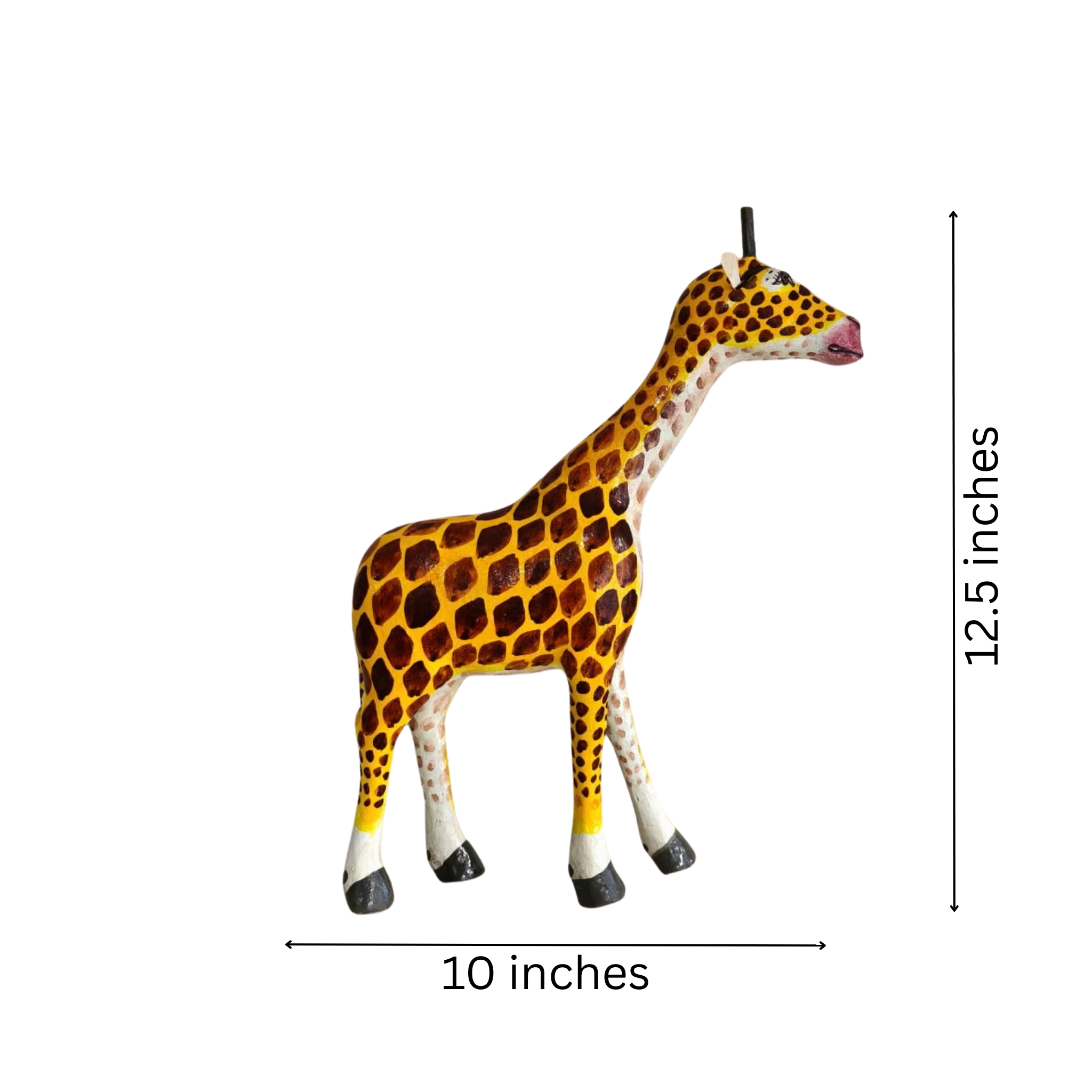 Decorative wooden giraffe handcrafted using Nirmal painting technique