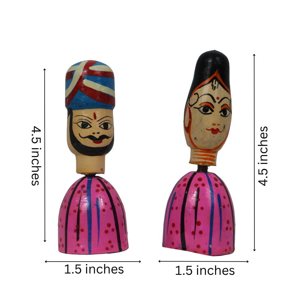 Sardar Spring Doll – Handcrafted Bobble Head for Car & Home Decor   Wooden Lacquerware&toys