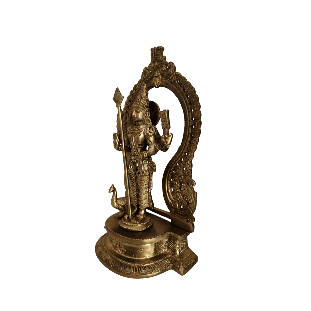Buy Handcrafted Murugan Brass Statue with Arch For Home Decor   Lord Murugan Statues