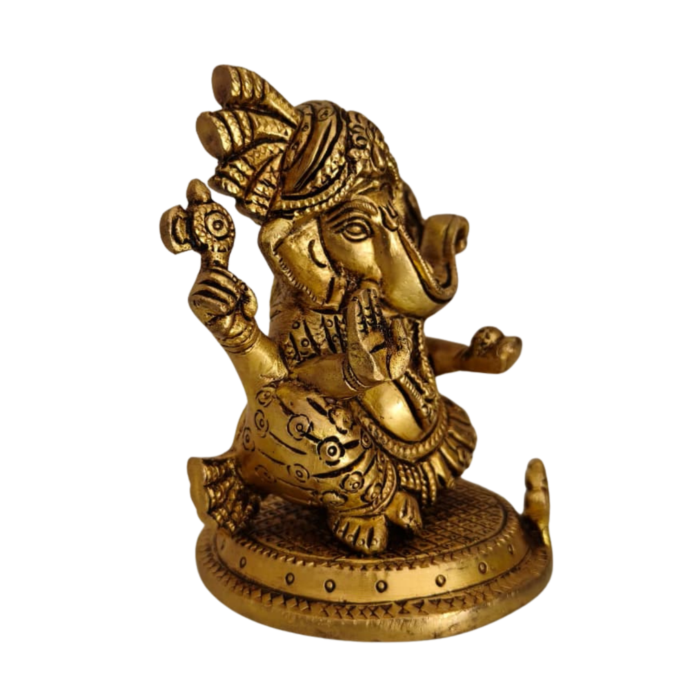Brass Lord Ganesha Idol – Auspicious Ganpati Murti for Home & Pooja Decor   Brass Artwork