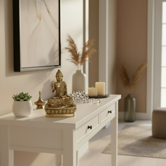 Brass Meditating Buddha Idol in Abhaya Mudra – Symbol of Peace