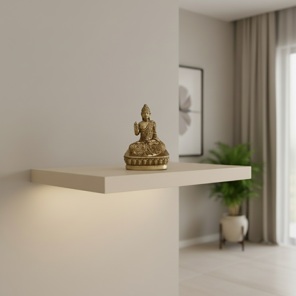 Brass Meditating Buddha Idol in Abhaya Mudra – Symbol of Peace