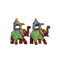 Wooden Ambari Elephant Pair – Handcrafted Royal Procession