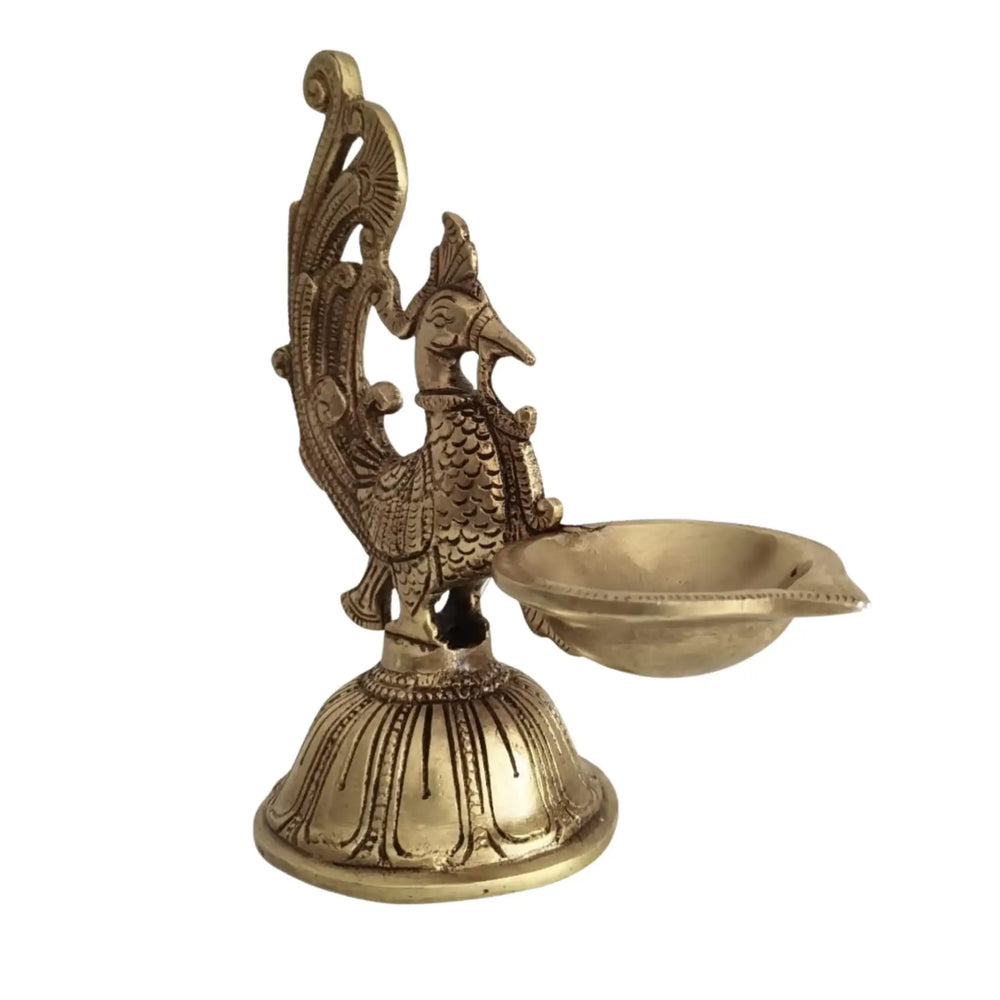 Handcrafted Brass Peacock Oil Lamp (Diya) – Pooja & Home Decor Deepam   Brass Ware
