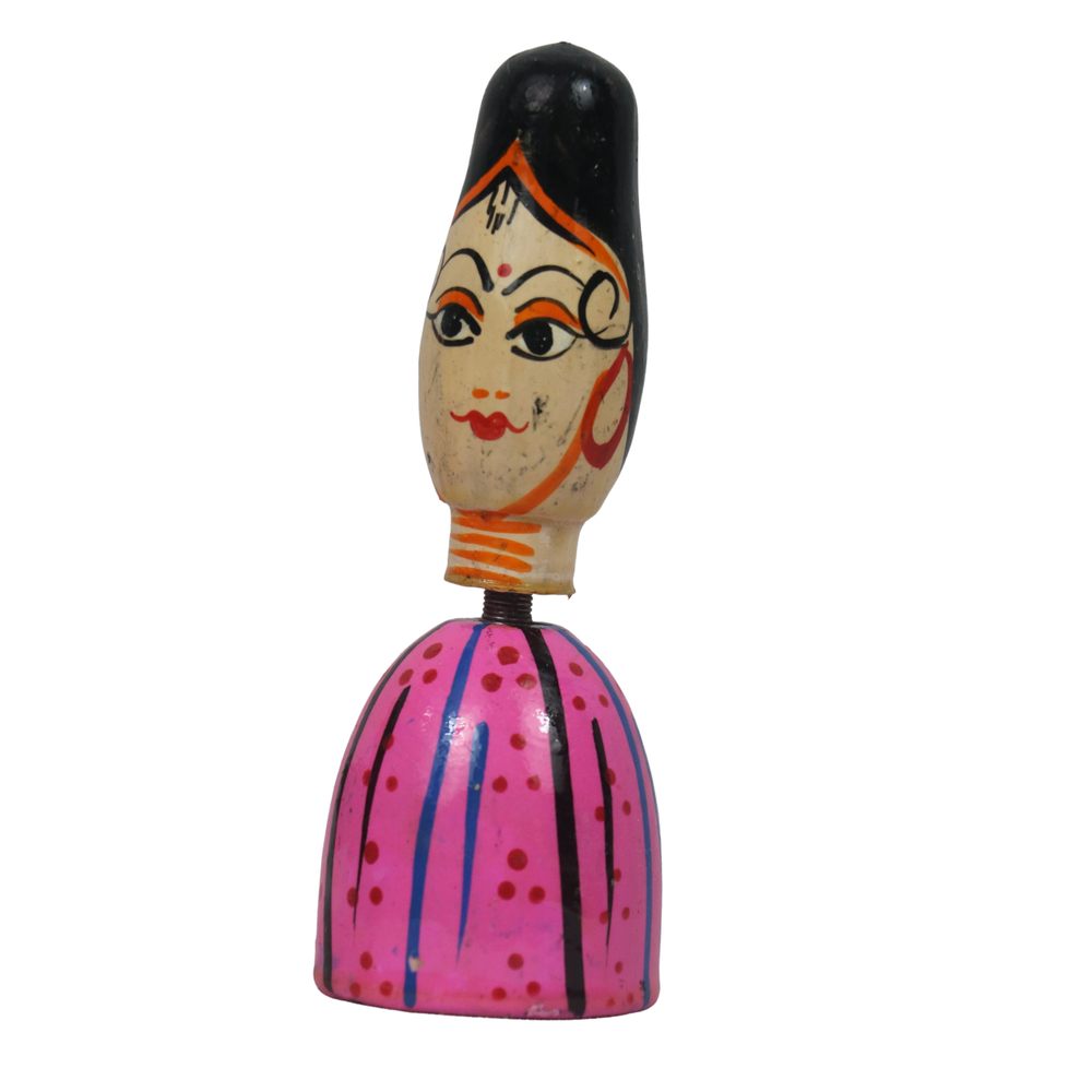Sardar Spring Doll – Handcrafted Bobble Head for Car & Home Decor   Wooden Lacquerware&toys
