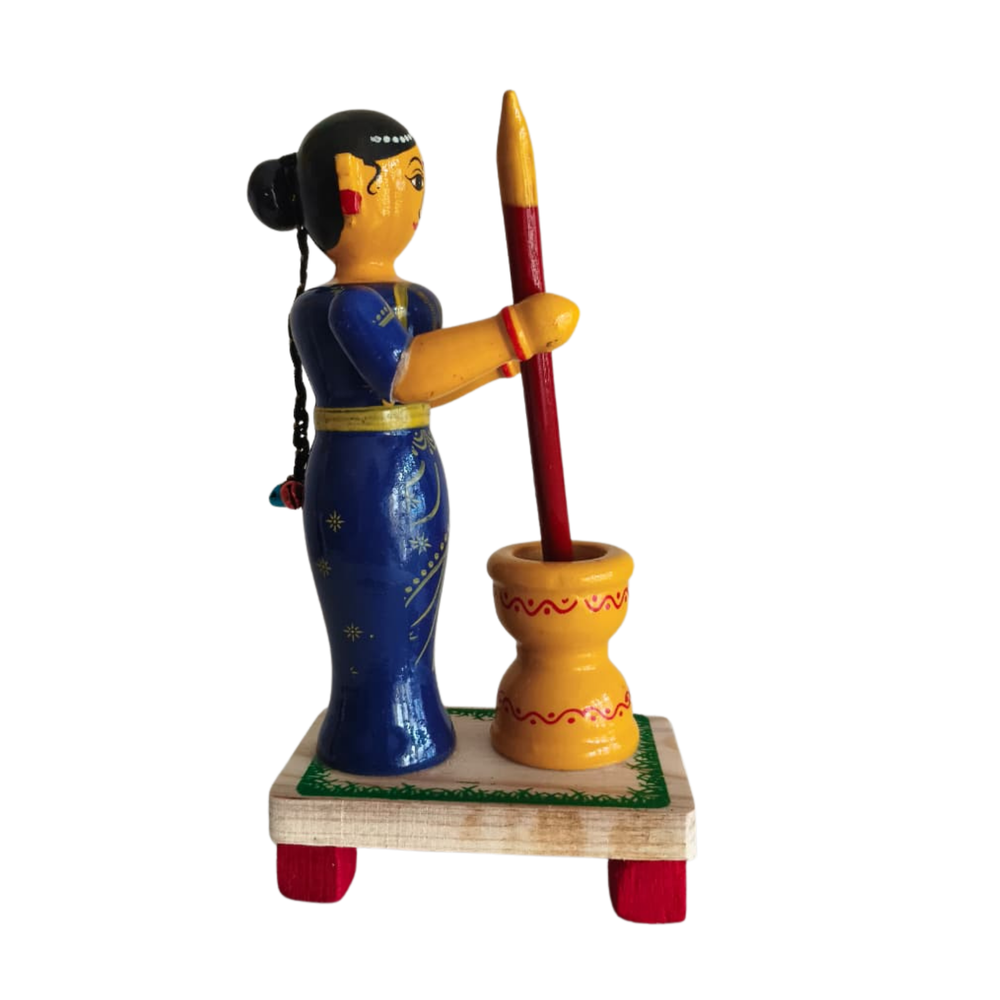 Echoes of Tradition -  Etikoppaka Pounding Woman   Etikoppaka Lacquerware