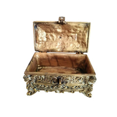 Antique-Style Brass Trinket Box with Figures   Brass Ware