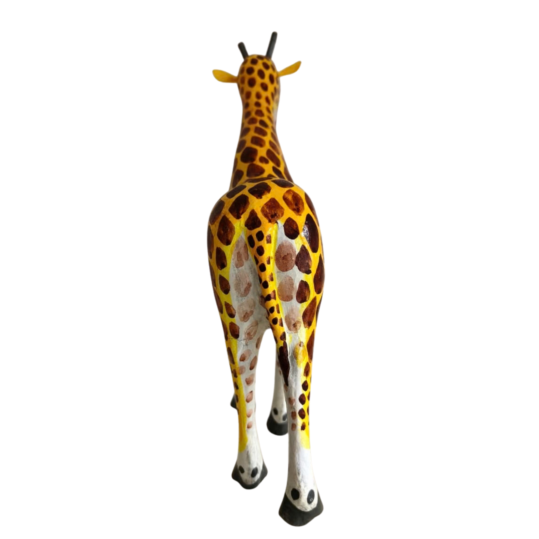 Hand-painted wooden giraffe decor inspired by Nirmal craftsmanship