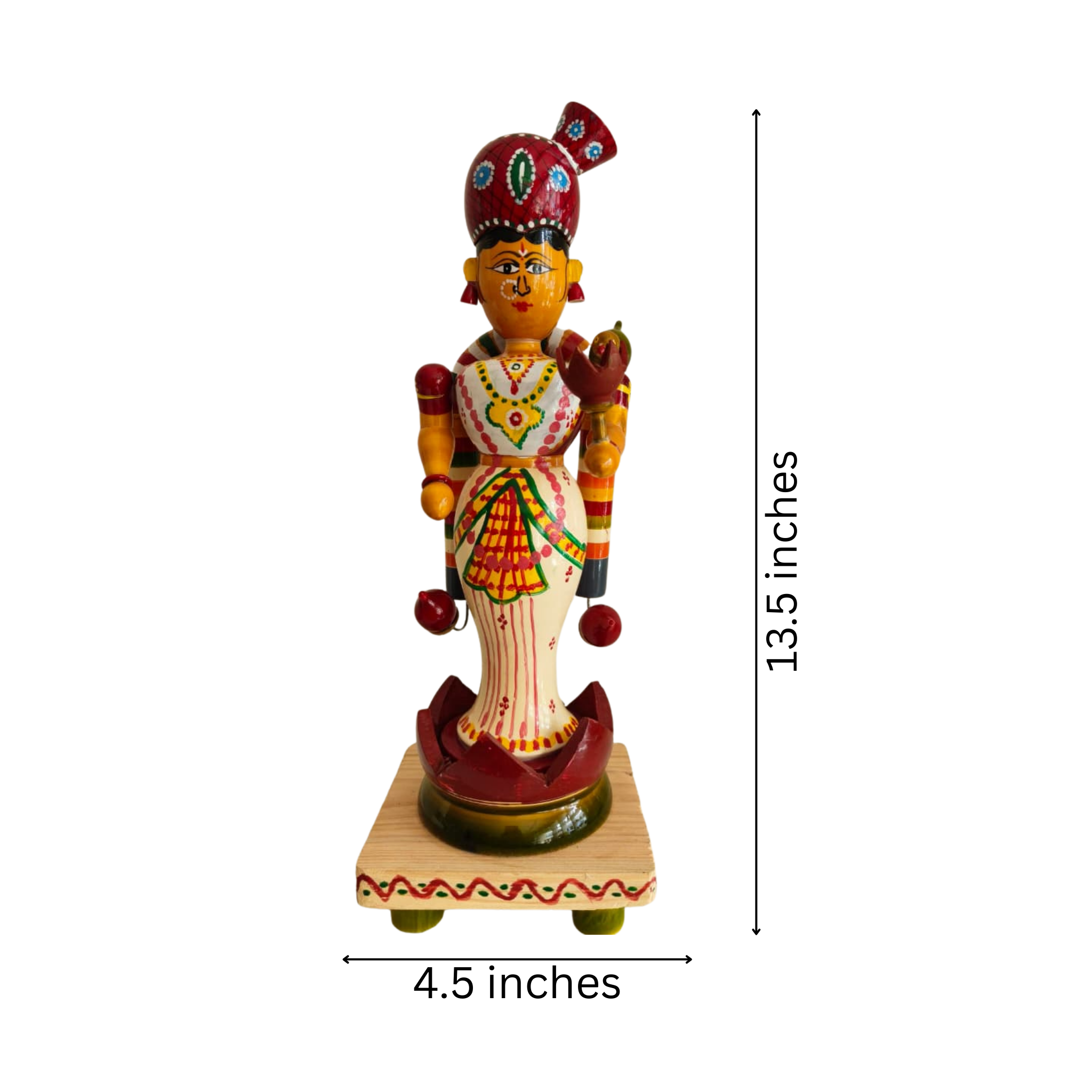 Etikoppaka Goddess Lakshmi in Padmasana – Traditional Wooden Idol