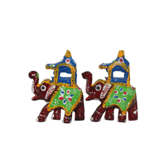 Wooden Ambari Elephant Pair – Handcrafted Royal Procession