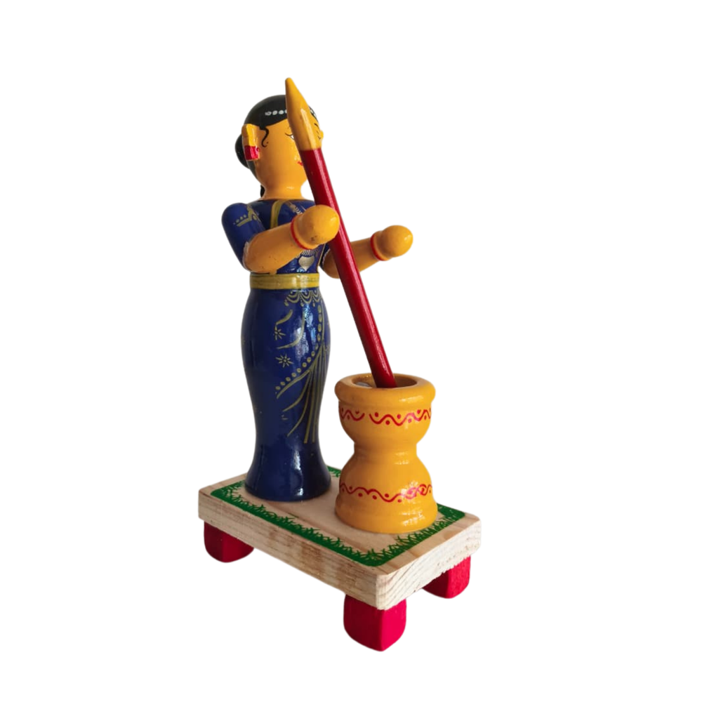 Echoes of Tradition -  Etikoppaka Pounding Woman   Etikoppaka Lacquerware