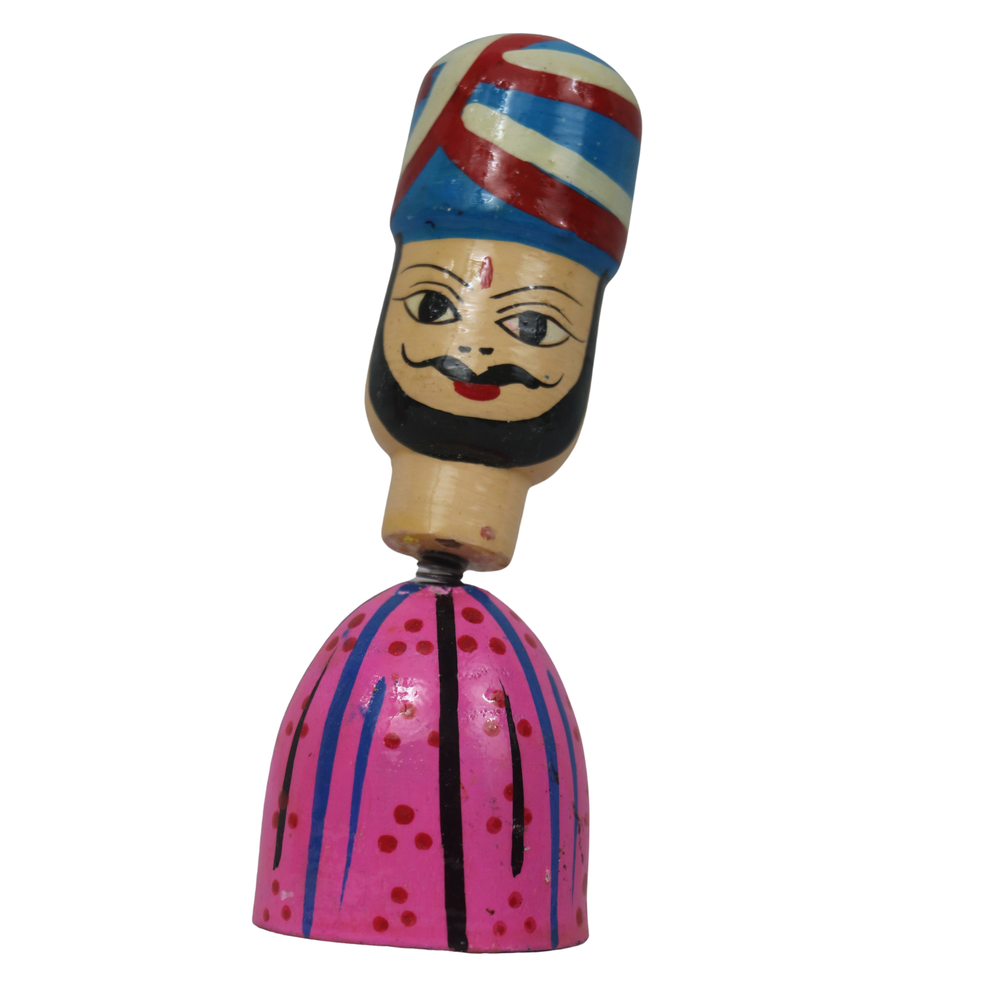 Sardar Spring Doll – Handcrafted Bobble Head for Car & Home Decor   Wooden Lacquerware&toys