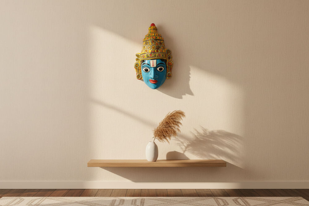 Handcrafted Balaji Mask Wall Art – Cheriyala Telangana Decor   wall decor