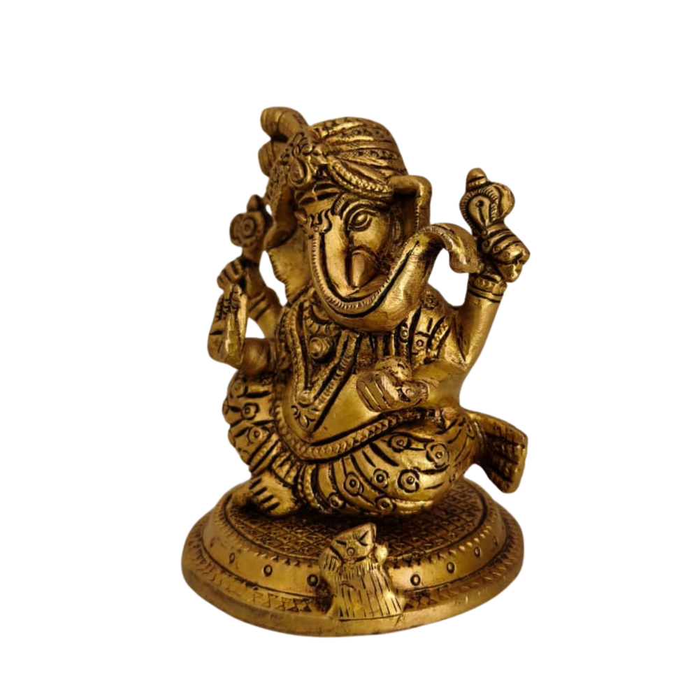 Brass Lord Ganesha Idol – Auspicious Ganpati Murti for Home & Pooja Decor   Brass Artwork