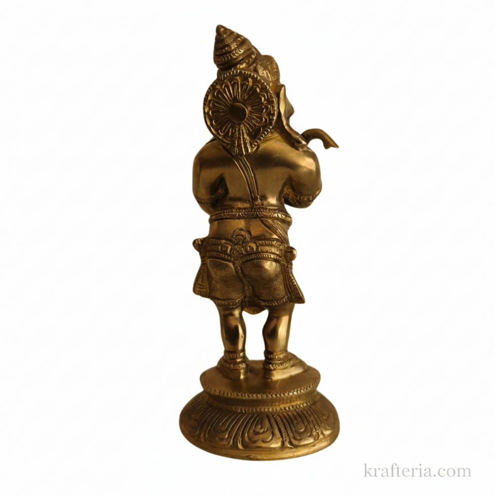 Brass Musical Ganesha Statue for Home Temple & Spiritual Decor   Brass Artwork