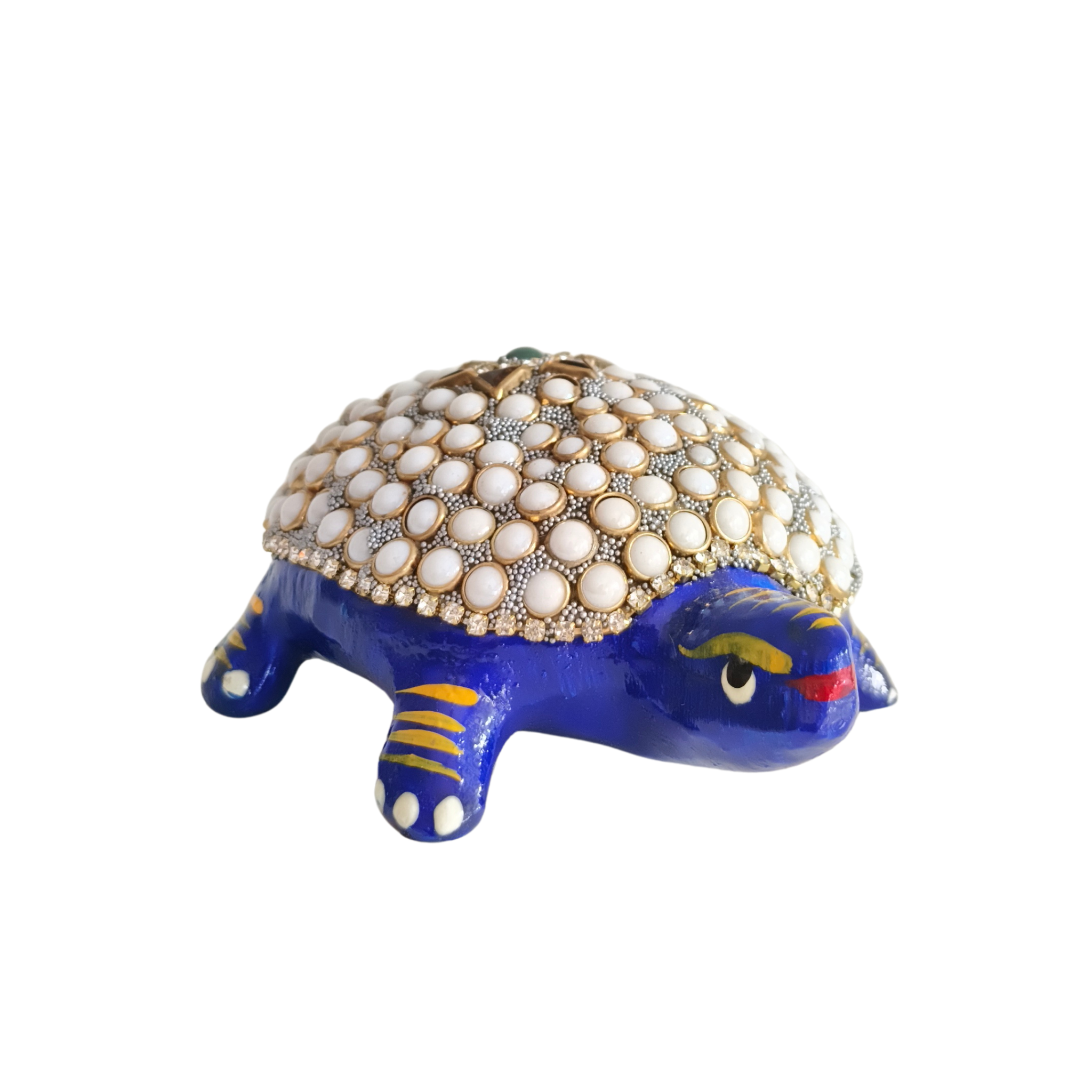 Metal Tortoise with Stone Meenakari | Decorative Feng Shui Figurine