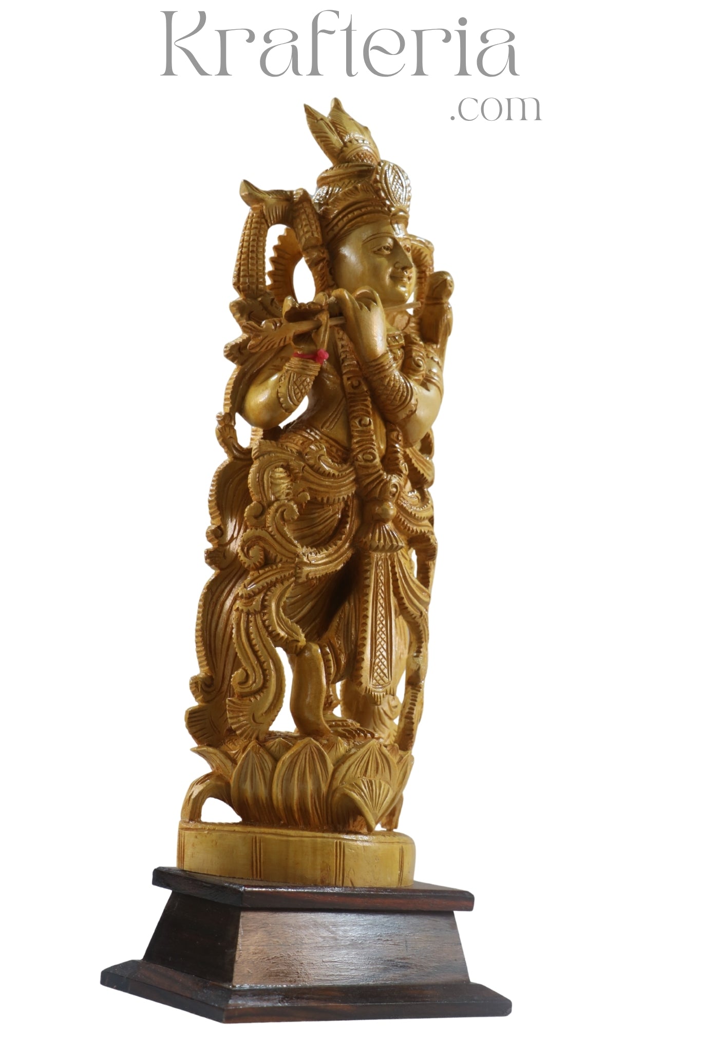Beautiful Krishna Wood Sculpture – Perfect for Temple or Home